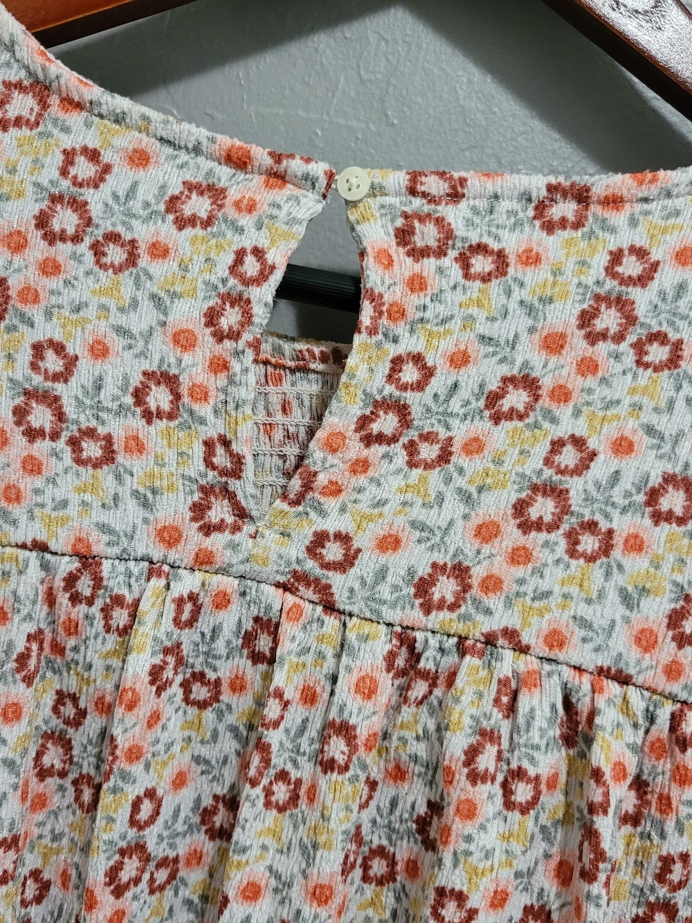 LOFT Cream Floral Smocked Ruffle Long-Sleeve Blouse - Picture 4 of 9